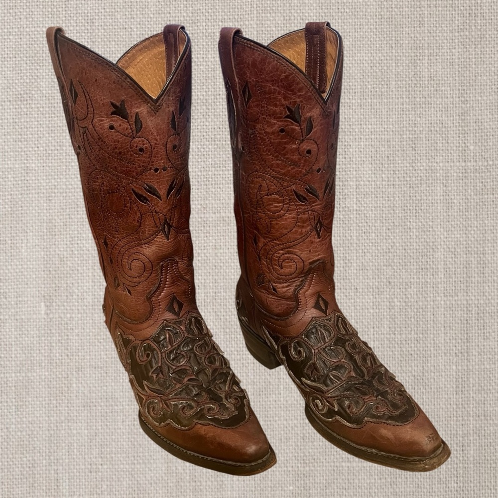 Cowboy Pro Handmade Leather Artisanship Western Cowboy Boots. SZ 8.5 - Picture 2 of 10